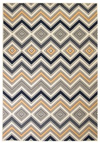 vidaXL Tapete moderno com design zigzag 80x150 cm castanho/preto/azul