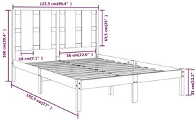 Estrutura de cama pequena casal 120x190 cm pinho maciço