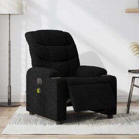 vidaXL Poltrona reclinável de massagens elétrica tecido preto