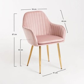 Cadeira Lucy em Veludo - Rosa - Design Nórdico