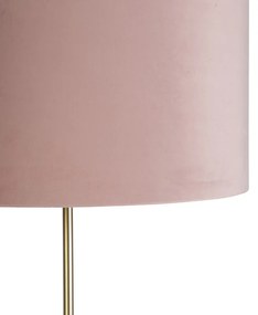 Candeeiro de pé ouro / latão com sombra de veludo rosa 40/40 cm - Parte Country / Rústico