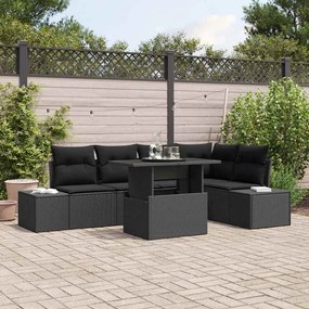 vidaXL Conjunto de Sofá de Jardim 6 pcs Preto 100 x 55 x 73 cm