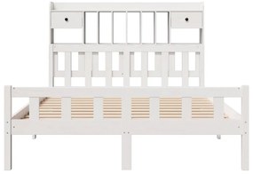 Cama com estante sem colchão 150x200 cm pinho maciço branco