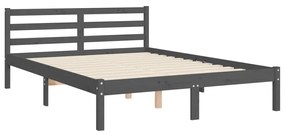 Estrutura de cama com cabeceira 140x190 cm madeira maciça cinza