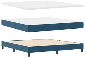 Cama Box Springs com Colchão Azul Escuro 180x200 cm Veludo