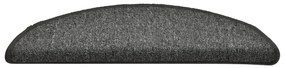 Tapete/carpete para degraus 15 pcs 56x17x3 cm cinza-escuro