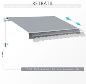 Toldo de Parede com Manivela - 295x245cm - Cinzento