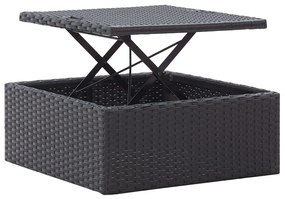 Espreguiçadeira de jardim com teto vime PE preto
