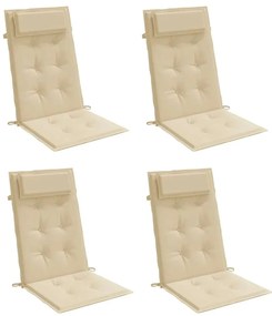 Almofadões p/ cadeira encosto alto 4 pcs tecido oxford bege