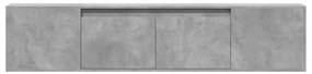 Móvel de parede p/ TV c/ luzes LED 180x31x39,5 cm cinza cimento