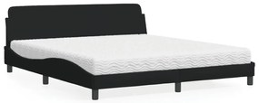 Cama com colchão 180x200 cm tecido preto