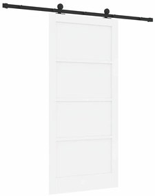 Porta Deslizante da vidaXL com Conjunto de Ferragens Brancas 93x202 cm