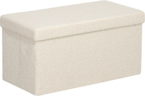 HOMCOM Puff de arrumação, banco estofado com compartimento e tampa para sala, quarto, corredor, creme branco | Aosom Portugal