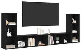 Gabinete para TV 4 pcs Carvalho Preto 37 x 35 x 107.5 cm