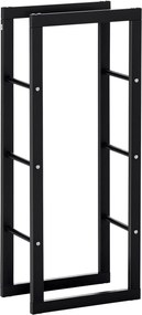 HOMCOM Suporte para Lenha de Metal Porta Lenha Metálico para Interior e Exterior Carga Máxima 100 kg 40x25x100 cm Preto | Aosom Portugal