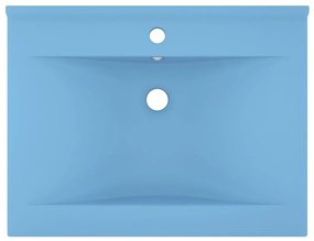 Lavatório c/ orifício torneira 60x46cm cerâmica azul-claro mate