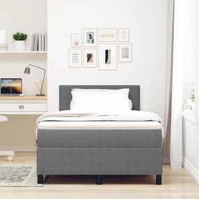 Cama Box Spring com Colchão Cinza 120x200 cm Tecido de Veludo Cotelê
