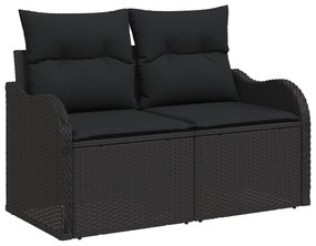 Conjunto de Sofá de Jardim de 7 Peças com Almofadas Rattan Preto vidaX