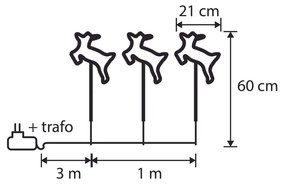 Conjunto de 3 projetores de Natal Veado branco Incl. LED com temporizador IP44 - Shika
