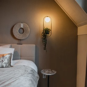 Candeeiro de parede Art Deco dourado com vidro branco - Isabella