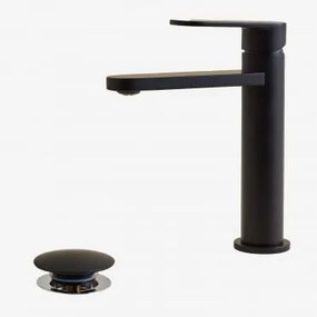 Conjunto De Torneira De Pia De Latão Alameda E Válvula De Drenagem De Pia Click-clack De Aço Inoxidável E Latão Orveta. Preto - Sklum