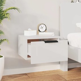 Mesas de cabeceira parede 2 pcs 34x30x20 cm branco brilhante