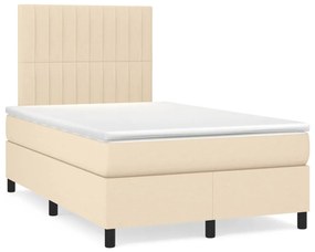 vidaXL Cama box spring c/ colchão e LED 120x190 cm tecido cor creme
