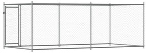 Jaula para cão com porta 4x2x1,5 m aço galvanizado cinzento