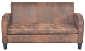 Conjunto de sofás 2 pcs camurça artificial castanho