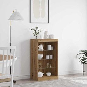 Sideboard vidaXL com Luzes LED Carvalho Artesanal 60,5x37x100 cm
