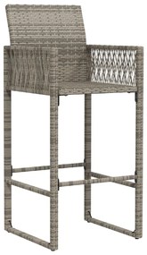 Bancos de bar para jardim 2 pcs vime PE cinzento