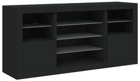 Aparador com luzes LED 142,5x37x67 cm preto