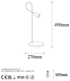 Candeeiro de Mesa Viraj – Preto – 18 x 27 cm