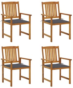 vidaXL Cadeiras de jardim c/ almofadões 4 pcs madeira de acácia maciça