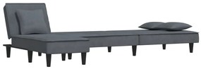 Sofá-cama em forma de L 255x140x70 cm veludo cinzento-escuro