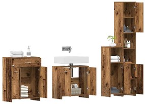 4 pcs conj. móveis casa banho derivados madeira madeira velha