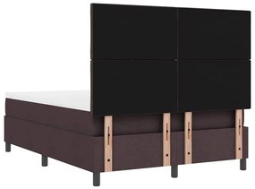 Cama Box com Colchão e Banco Marrom Escuro 140x200 cm Tecido