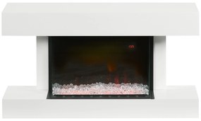 HOMCOM Lareira Elétrica 1000W/2000W com Temperatura Ajustável Temporizador Proteção Contra Superaquecimento 98x27x54,5 cm Branco | Aosom Portugal