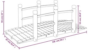 Ponte de jardim com corrimões 150x67x56 cm abeto maciço