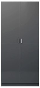 Roupeiro 90x52x200 cm derivados de madeira cinzento brilhante