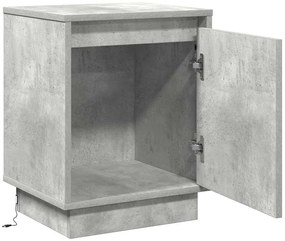 Mesas de cabeceira com luzes LED 2 pcs Cinza Concreto 39x34,5x50 cm