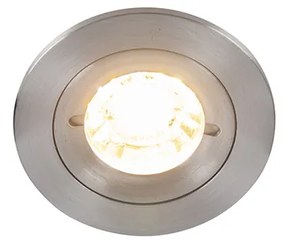 LED Foco embutido inteligente aço redondo IP44 incl. Wifi GU10 - Xena Moderno