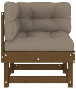 Sofás de canto com almofadões 2 pcs pinho maciço castanho-mel