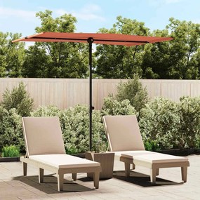 Guarda-sol de jardim com poste de alumínio 2x1,5 m terracota