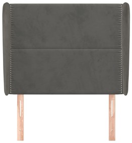 Cabeceira cama c/ abas veludo 83x23x118/128 cm cinzento-escuro