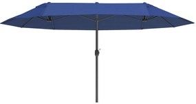 Outsunny Guarda Sol de Jardim Duplo Retangular 4,6x2,7x2,4 m com Abertura e Fechamento Por Manivela Lona 180 g/㎡ Azul | Aosom Portugal