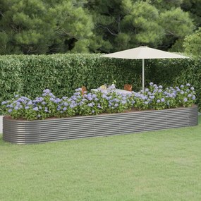 vidaXL Canteiro elevado jardim 584x140x68 aço revestido a pó cinzento