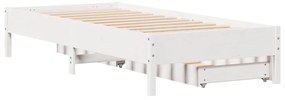 Cama sem colchão 100x200 cm madeira de pinho maciça branco