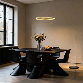 Candeeiro de Arco de Design Dourado Incl. LED Regulável em 3 Níveis - Anello