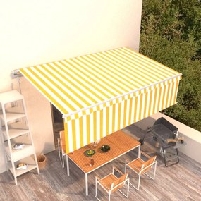 Toldo retrátil automático com estore 5x3 m amarelo e branco